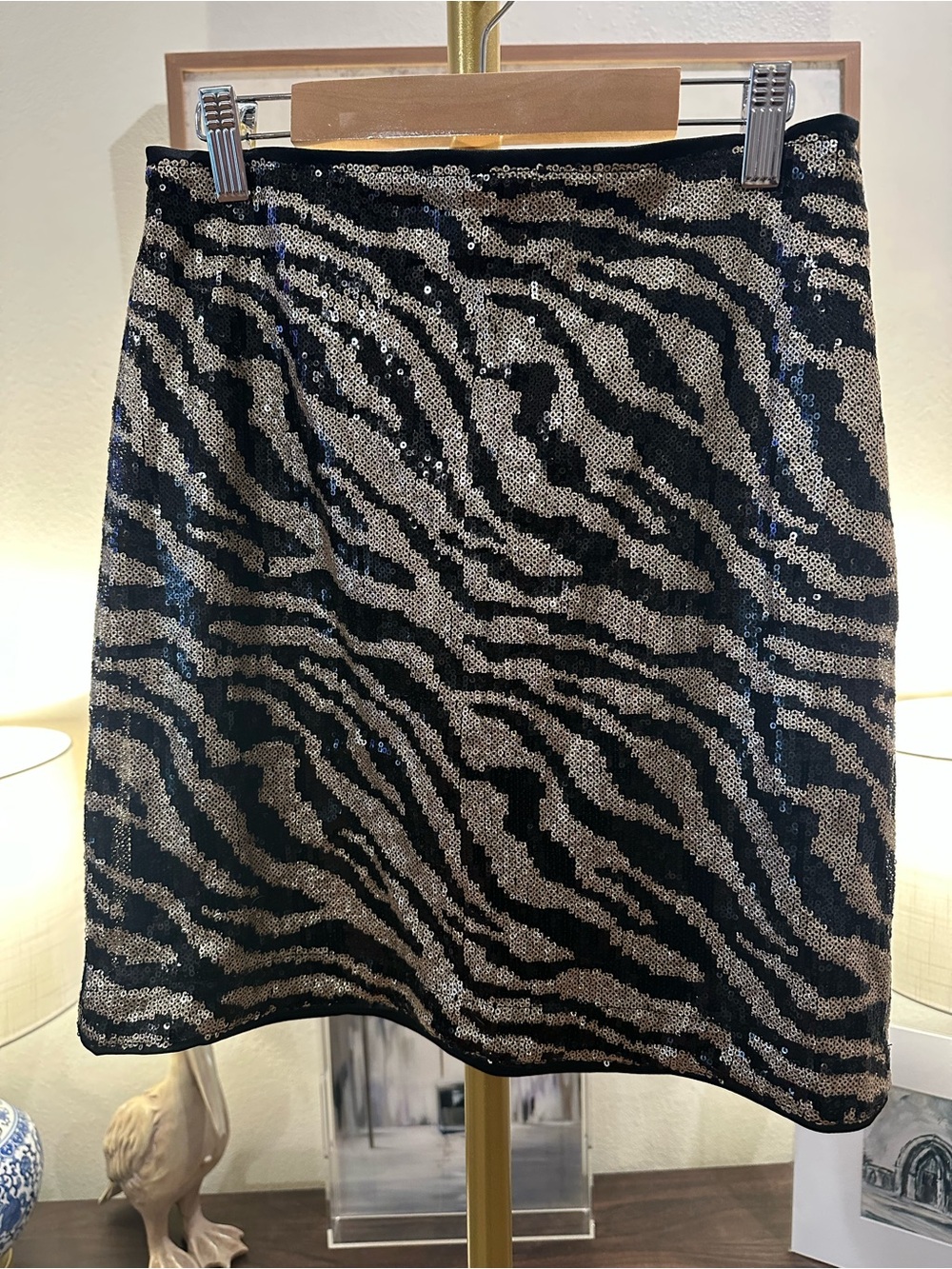 THML Sequin Tiger Print Mini Skirt - Black & Gold